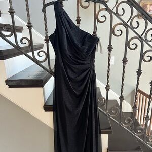 New Alex Evenings One-Shoulder Black Sparkle Evening Gown (NWT)